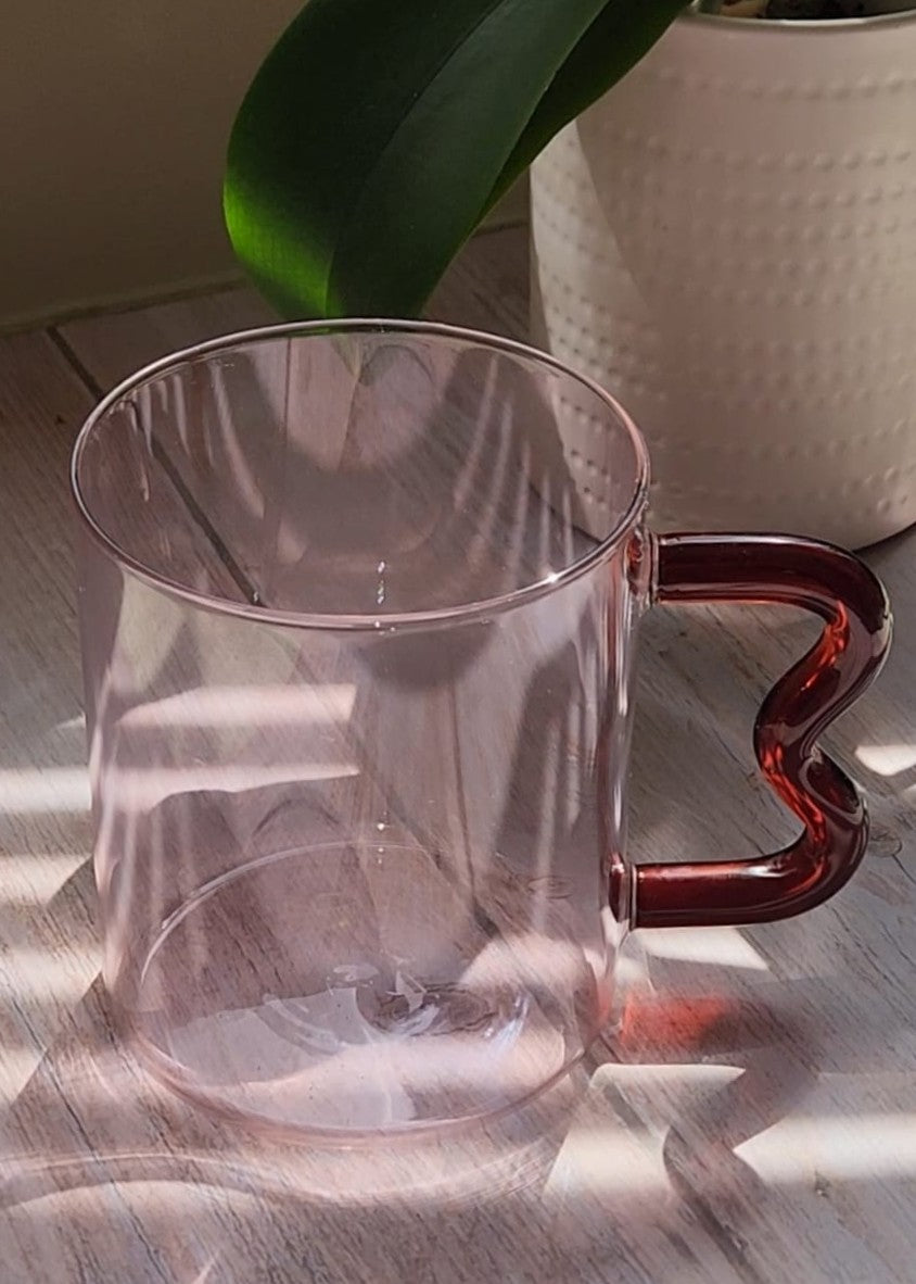Pink Blush Glass Tea Mug