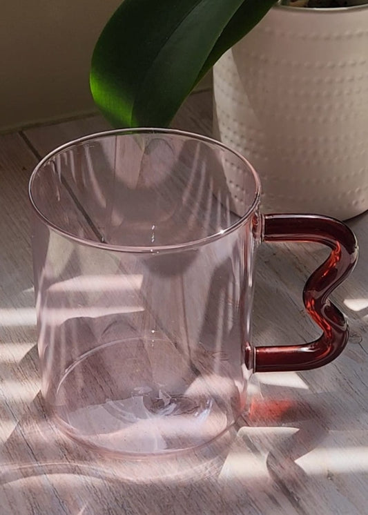 Pink Blush Glass Tea Mug